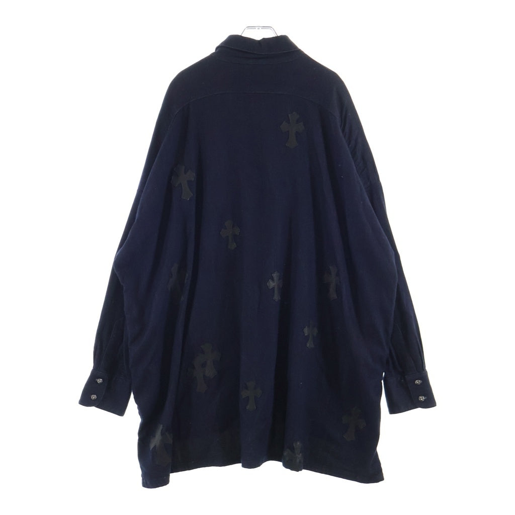 CHROME HEARTS(クロムハーツ) Y NOT MAHAL KITA ワイノット マハルキタ セメタリークロスパッチ クロスボタン オーバーサイズ デニム 長袖シャツ インディゴ