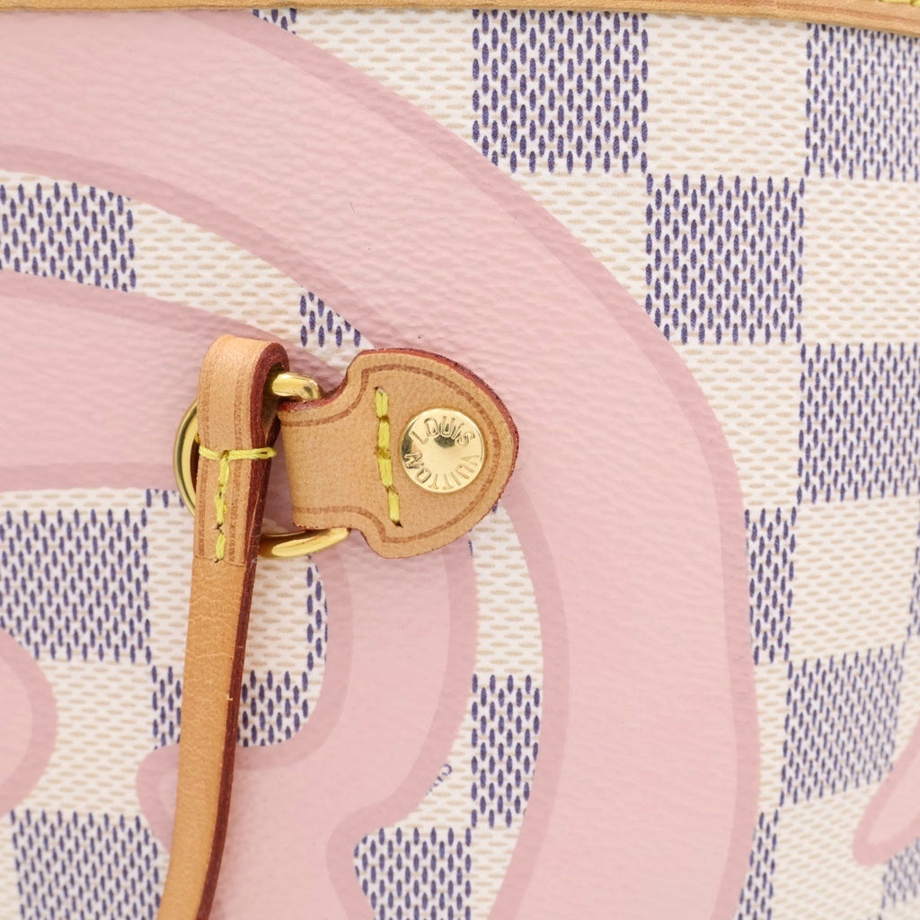 LOUIS VUITTON(ルイヴィトン) ダミエ アズール タヒチコレクション ネヴァーフルMM トートバッグ ゴールド金具 ピンク/ホワイト N41050 レディース