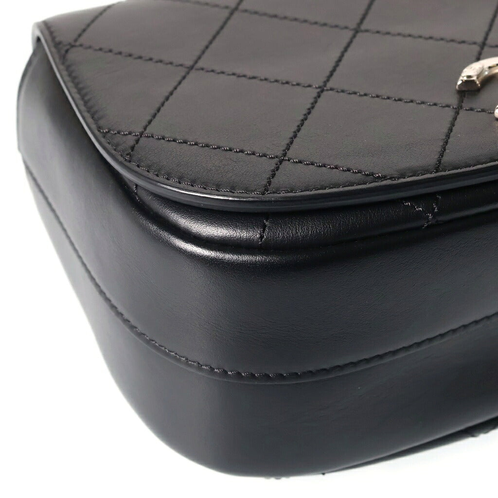 CHANEL(シャネル) マトラッセ ココマーク ロゴカーフスキン トップハンドル チェーンショルダーバック ブラック M14244