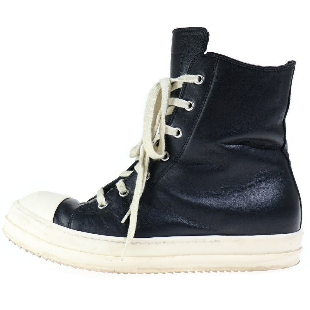 Rick Owens(リックオウエンス) 25SS RAMONES SNEAKERS ラモーンズ レザー ハイカットスニーカー ブラック RU01E5890