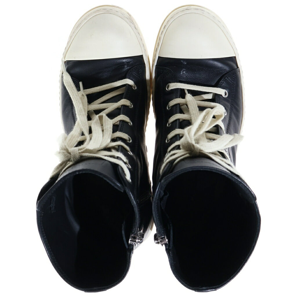 Rick Owens(リックオウエンス) 25SS RAMONES SNEAKERS ラモーンズ レザー ハイカットスニーカー ブラック RU01E5890