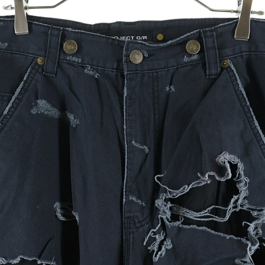 PROJECT G/R(プロジェクトジーアール) DISTRESSSED PATCH WORK PANTS ダメージ加工パッチワークパンツ ボトムス ブラック