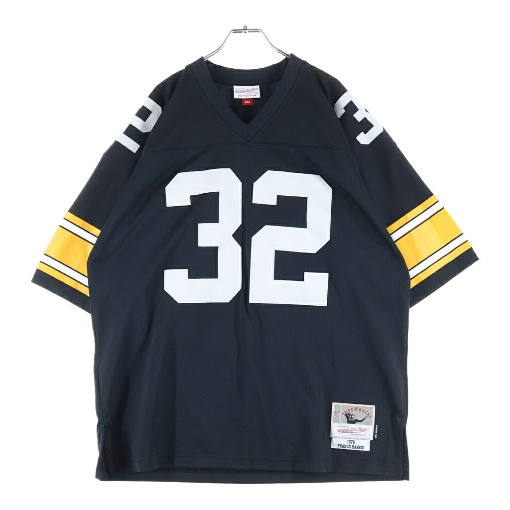 Mitchell&Ness(ミッチェル アンド ネス) NFL HARRIS エヌエフエル ハリス Vネック 半袖ゲームシャツ ブラック