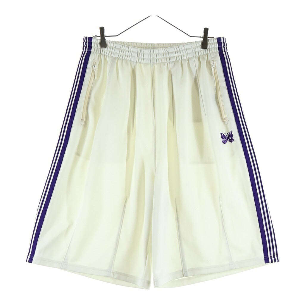 Needles(ニードルス) H.D.TRACK PANT SHORTS ロゴデザイン サイドライン トラック ショートパンツ ホワイト SX1522
