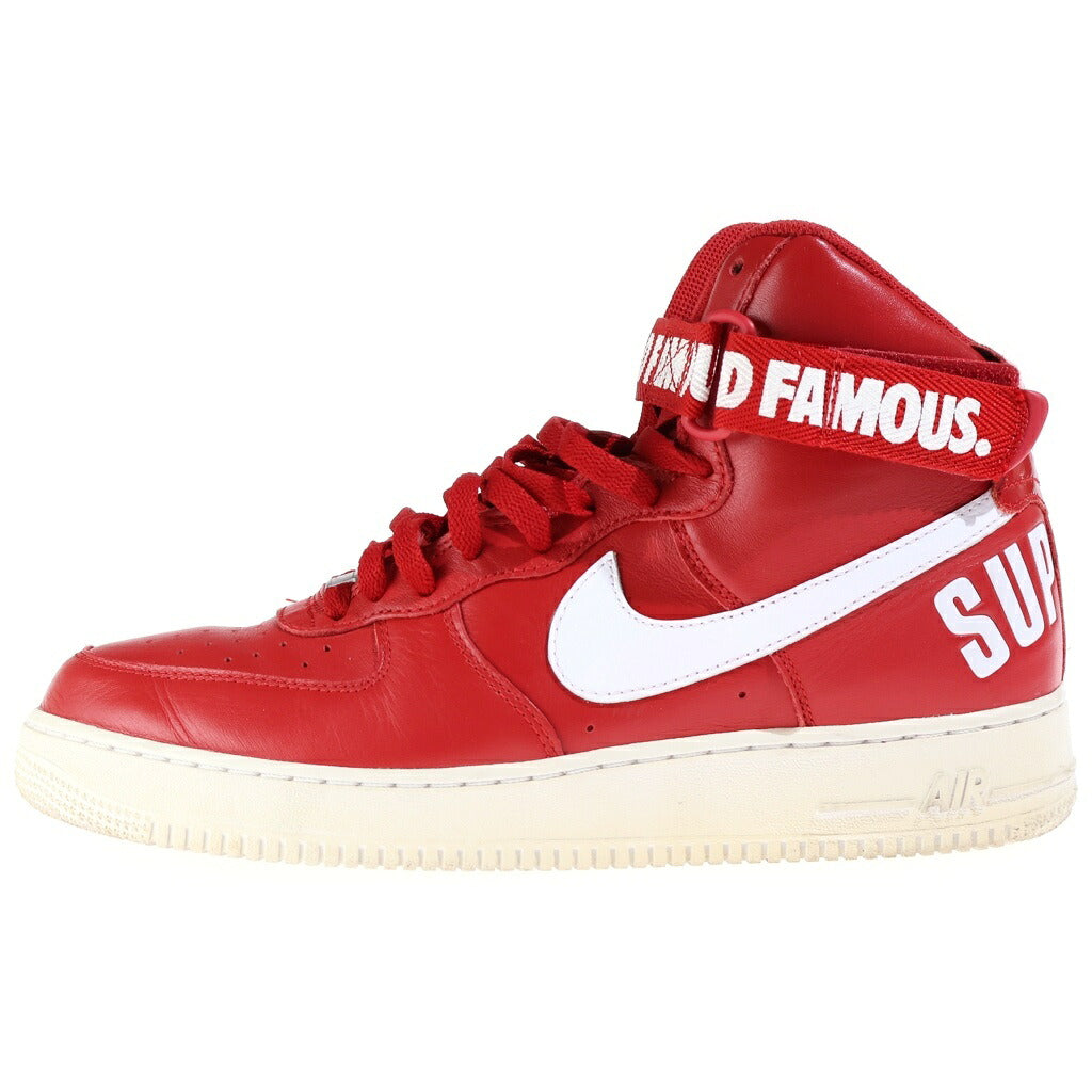 NIKE(ナイキ) 14AW ×SUPREME AIR FORCE 1 HIGH WORLD FAMOUS エアフォース1 ハイ ワールド フェイマス ハイカットスニーカー ホワイト/レッド US11/29cm 698696 610