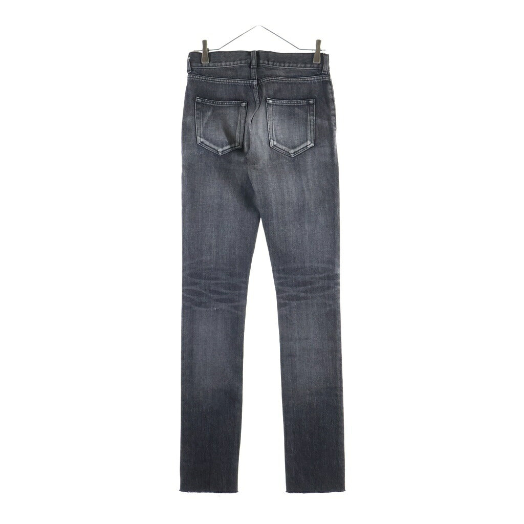 SAINT LAURENT PARIS(サンローランパリ) ヴァカレロ期 ダメージ加工 ジップアップ スキニー デニムパンツ ブラック 527503 YB867