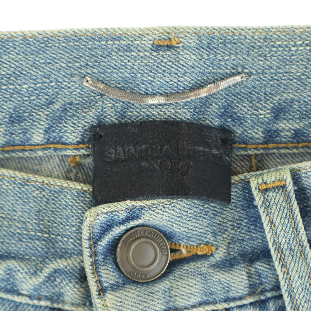 SAINT LAURENT PARIS(サンローランパリ) 15AW ニークラッシュ ダメージ加工 ストレッチ デニムパンツ インディゴ 399086 Y8511