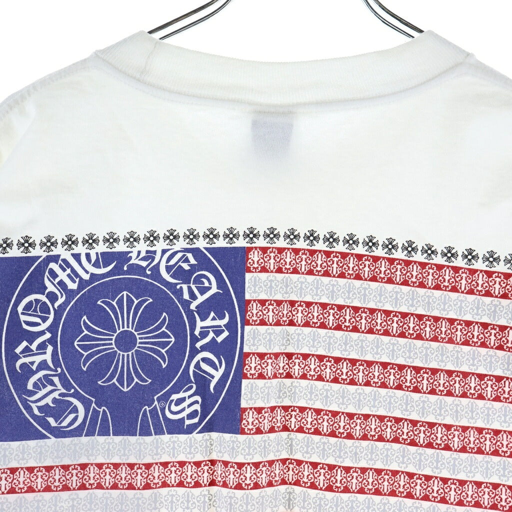 CHROME HEARTS(クロムハーツ) OLD AMERICAN FLAG TEE オールド アメリカンフラッグTシャツ 星条旗 ホースシュープリント 半袖カットソー ホワイト
