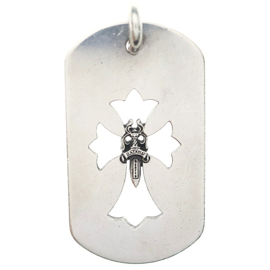 CHROME HEARTS(クロムハーツ) D TAG LRG DAGGER ダガーカットアウトドッグタグ ラージ ドッグタグ ネックレストップ シルバー