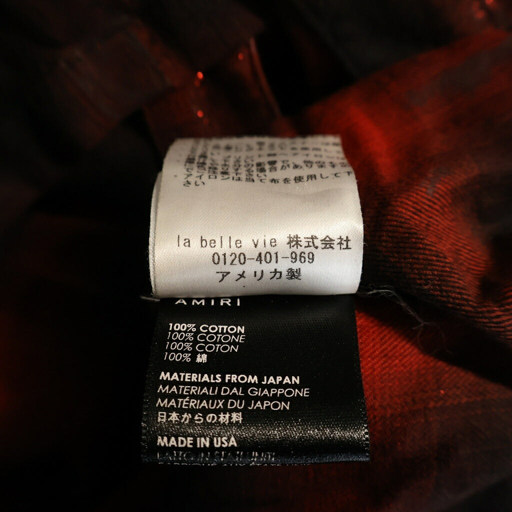 AMIRI(アミリ) Glitter Plaid Oversized Shirt グリッターオンブレチェックオーバーサイズ長袖シャツ ブラック/レッド WWLSB-GLPRED