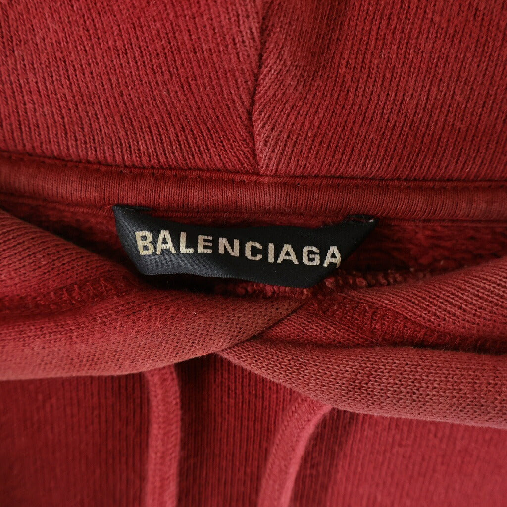 BALENCIAGA(バレンシアガ) 19SS BBロゴプリント オーバーサイズ プルオーバーパーカー レッド 556143 TDV52