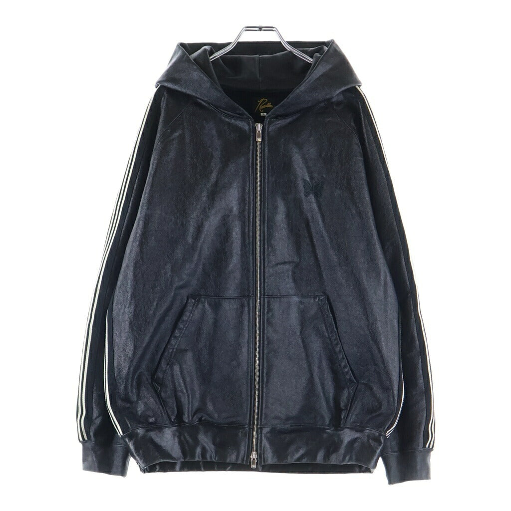 Needles(ニードルス) 26SS COATING ZIPPED TRACK HOODY コーティングジップパーカー ブラック RW1651