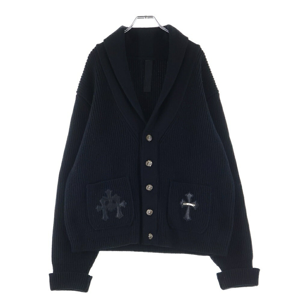 CHROME HEARTS(クロムハーツ) BAIT & TACKLE CARDIGAN クロスレザーパッチ クロスボールボタン カーディガン ブラック