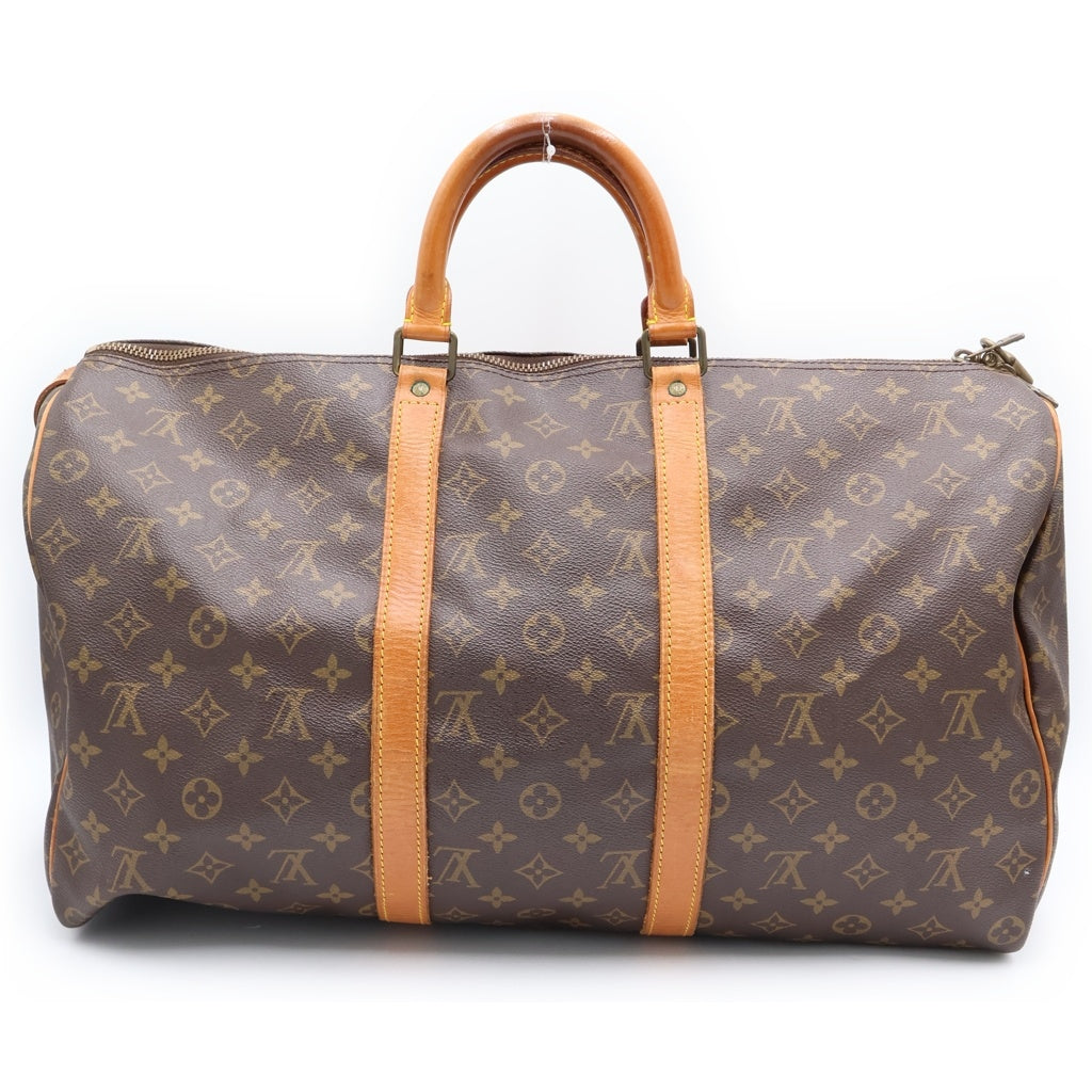 LOUIS VUITTON(ルイヴィトン) モノグラム キーポル50 ボストンバッグ ハンドバッグ トラベルバッグ ブラウン レザー×PVC M41426 ゴールド金具