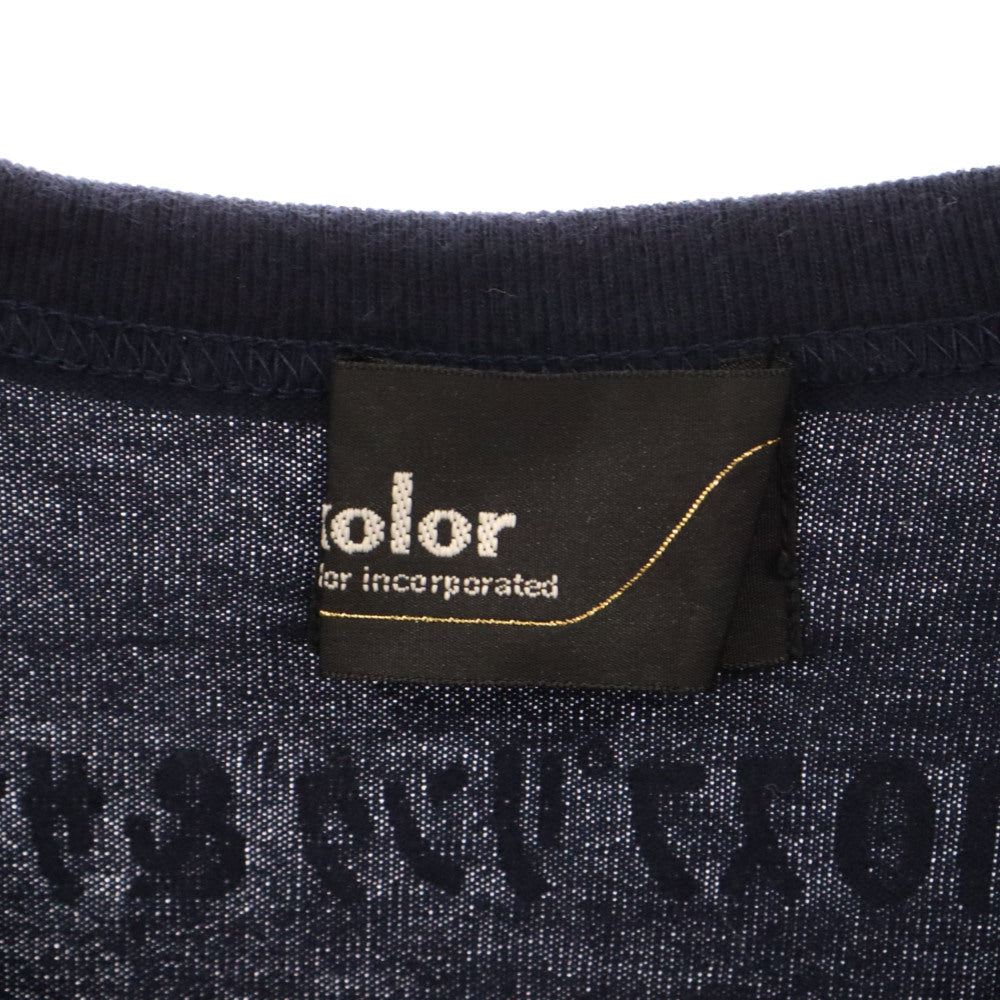 kolor(カラー) 19SS フロントプリント半袖Tシャツ カットソー ネイビー 19SCM-T25218S