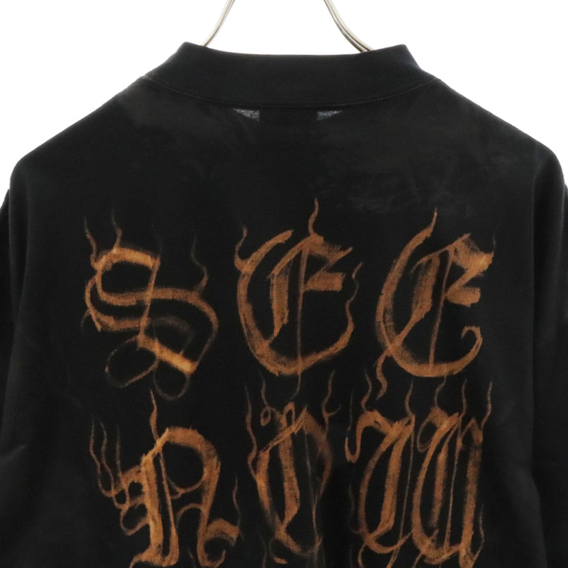 BALENCIAGA(バレンシアガ) 23SS Heavy Metal Logo T-Shirt ベビーメタルロゴ ダメージ加工半袖Tシャツ ブラック 744439 TOVE1