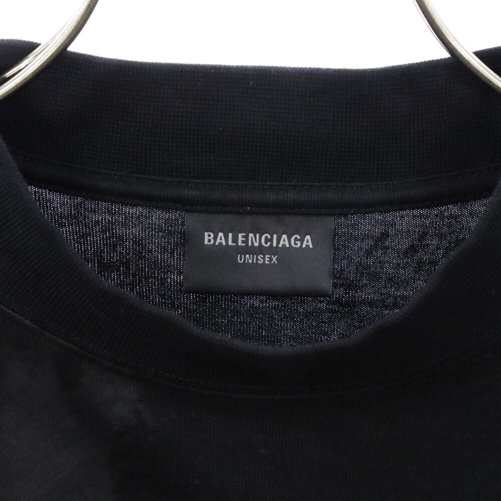BALENCIAGA(バレンシアガ) 23SS Heavy Metal Logo T-Shirt ベビーメタルロゴ ダメージ加工半袖Tシャツ ブラック 744439 TOVE1