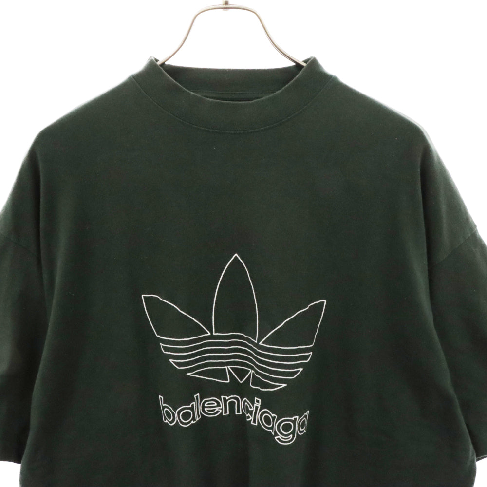 BALENCIAGA(バレンシアガ) 22AW ×adidas T-Shirt アディダス フロントロゴ半袖Tシャツ グリーン 723976 TNVN8