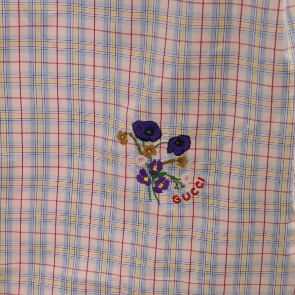 GUCCI(グッチ) Lovelight エンブロイダリー 花柄刺繍長袖チェックシャツ マルチ 708379 ZAKIL
