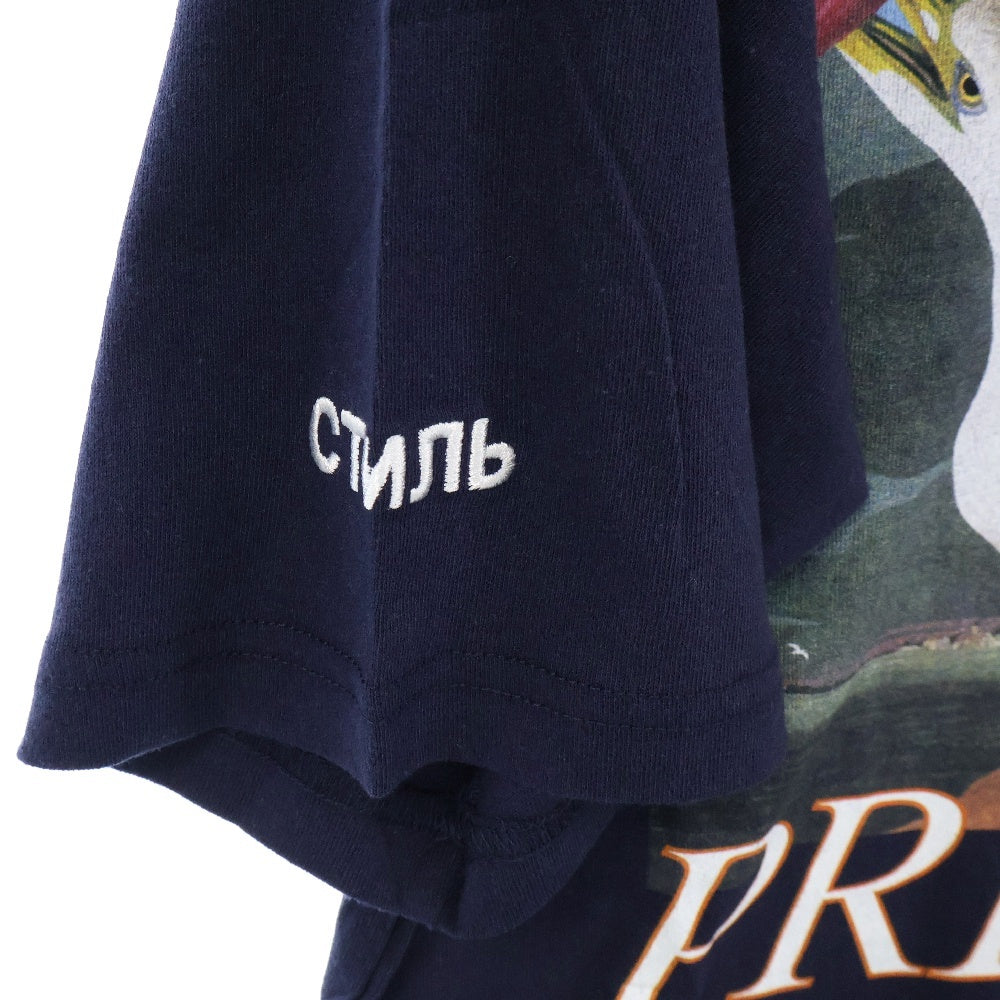 HERON PRESTON(ヘロンプレストン) 18AW バードプリント半袖Tシャツ ネイビー HMAA001F18632015