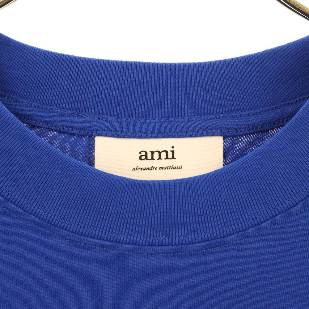 AMI Alexandre Mattiussi(アミアレクサンドルマテュッシ) ロゴ刺繍オーバーサイズ半袖Tシャツ ブルー H21HJ101.726