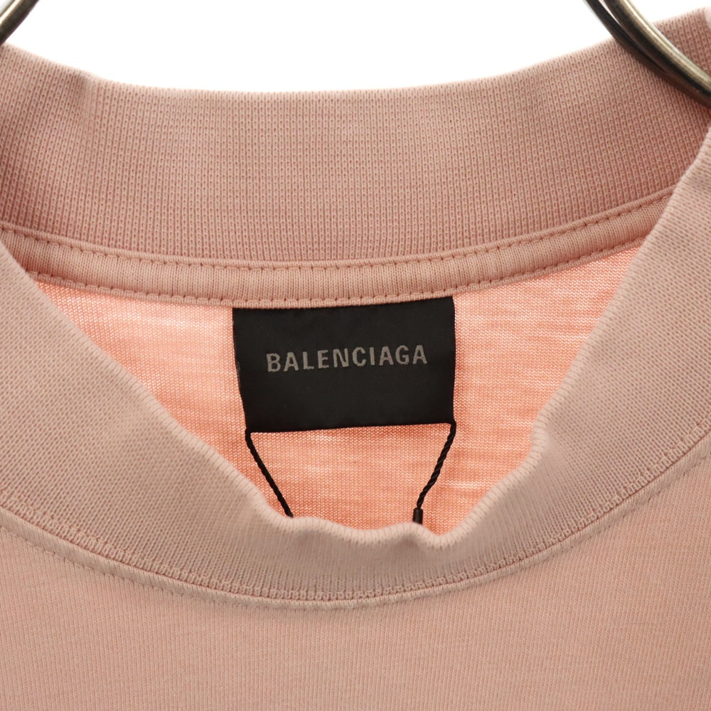 BALENCIAGA(バレンシアガ) 24SS Vintage Jersey Back Flip Logo T-Shirt バックフリップロゴプリント半袖Tシャツ ピンク 764235 TPVF9