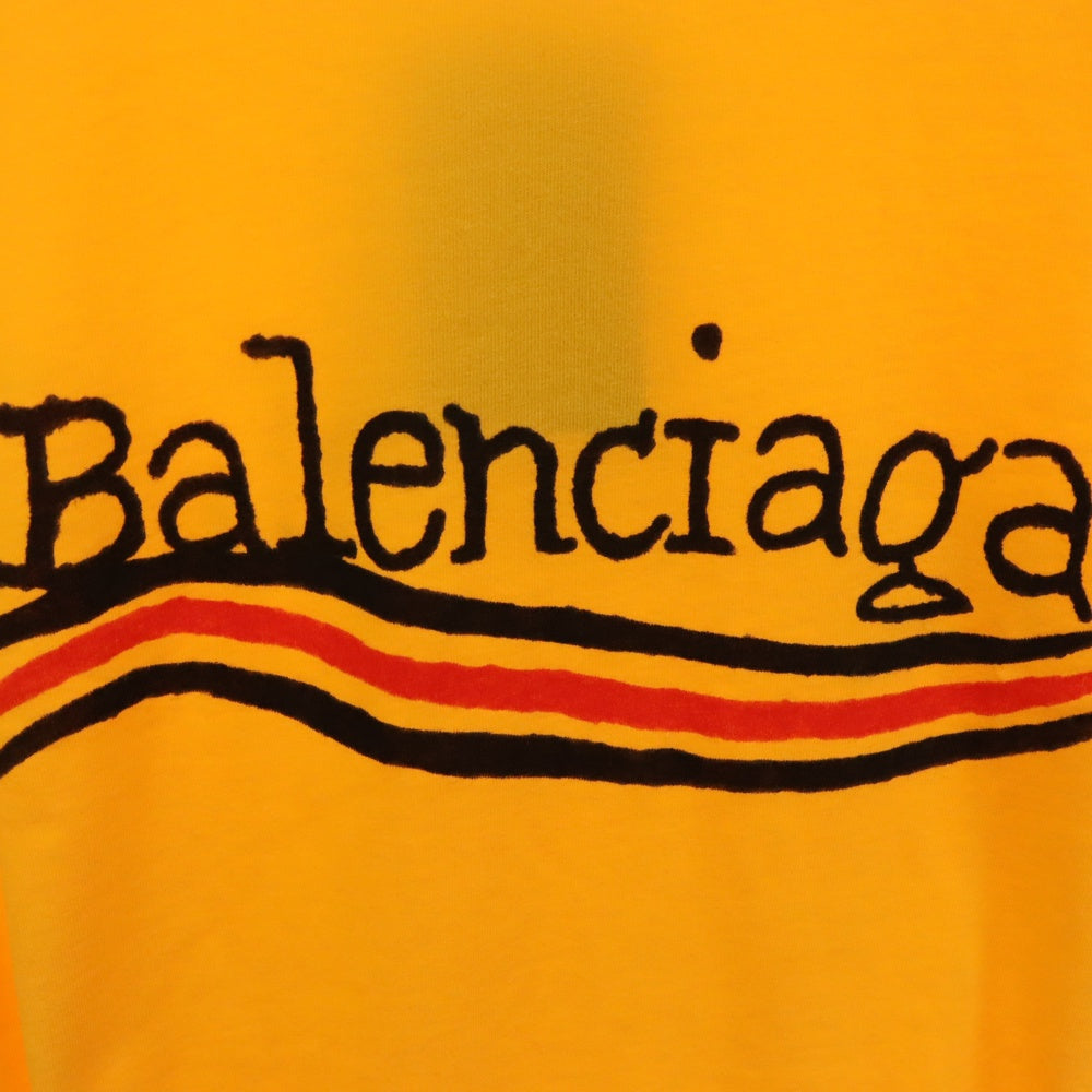 BALENCIAGA(バレンシアガ) 22AW Handwritten Campaign Logo T-Shirt キャンペーンロゴプリント半袖Tシャツ イエロー 641675 TNVE7
