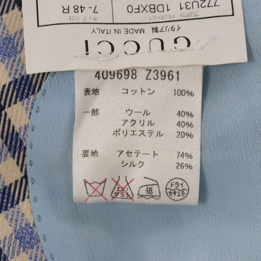 GUCCI(グッチ) 16SS Cotton Twill Vichy Moulin Jacket チェックテーラードジャケット ブルー 409698 Z3961