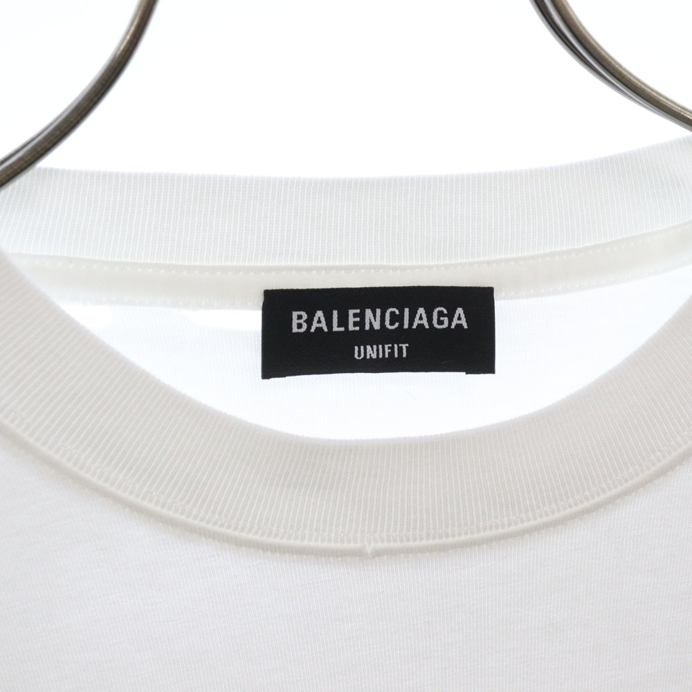 BALENCIAGA(バレンシアガ) 22SS Destroyed Logo Print T-Shirt デストロイ ロゴプリントダメージ加工半袖Tシャツ ホワイト 651795 TKVB8