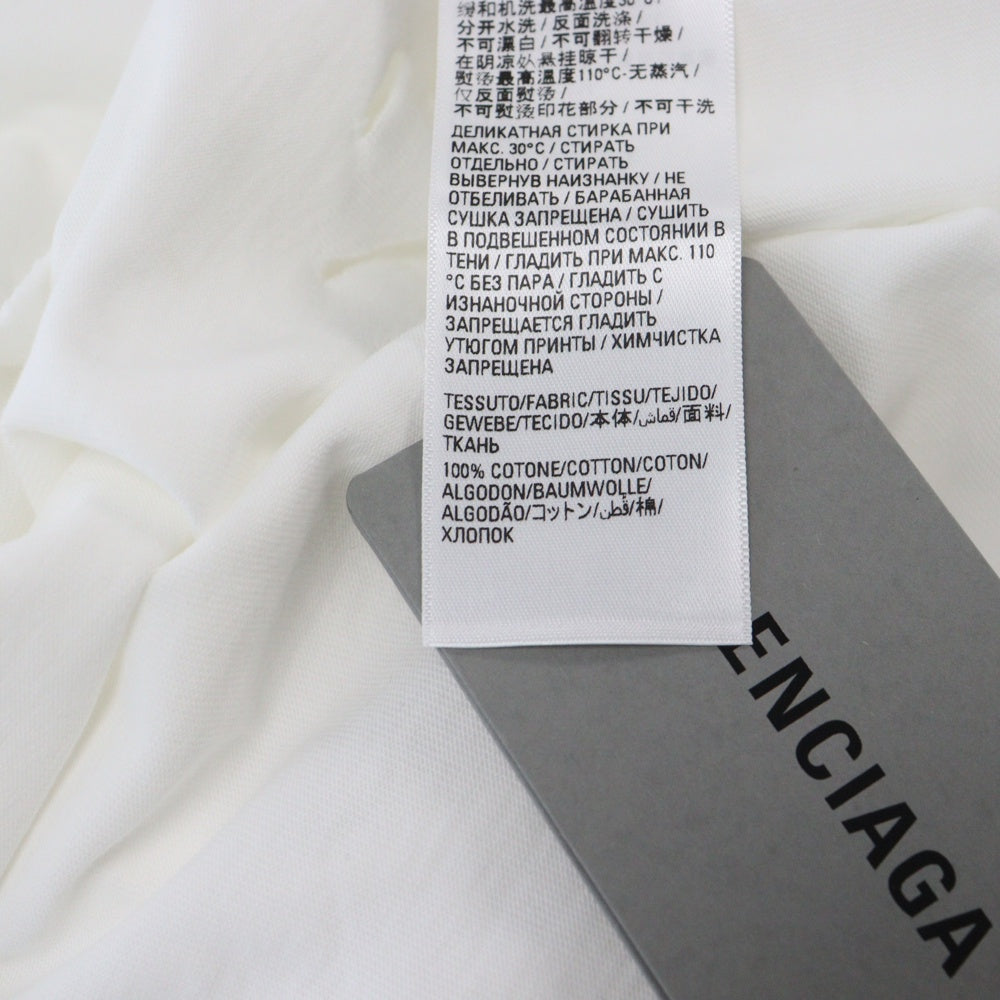 BALENCIAGA(バレンシアガ) 22SS Destroyed Logo Print T-Shirt デストロイ ロゴプリントダメージ加工半袖Tシャツ ホワイト 651795 TKVB8