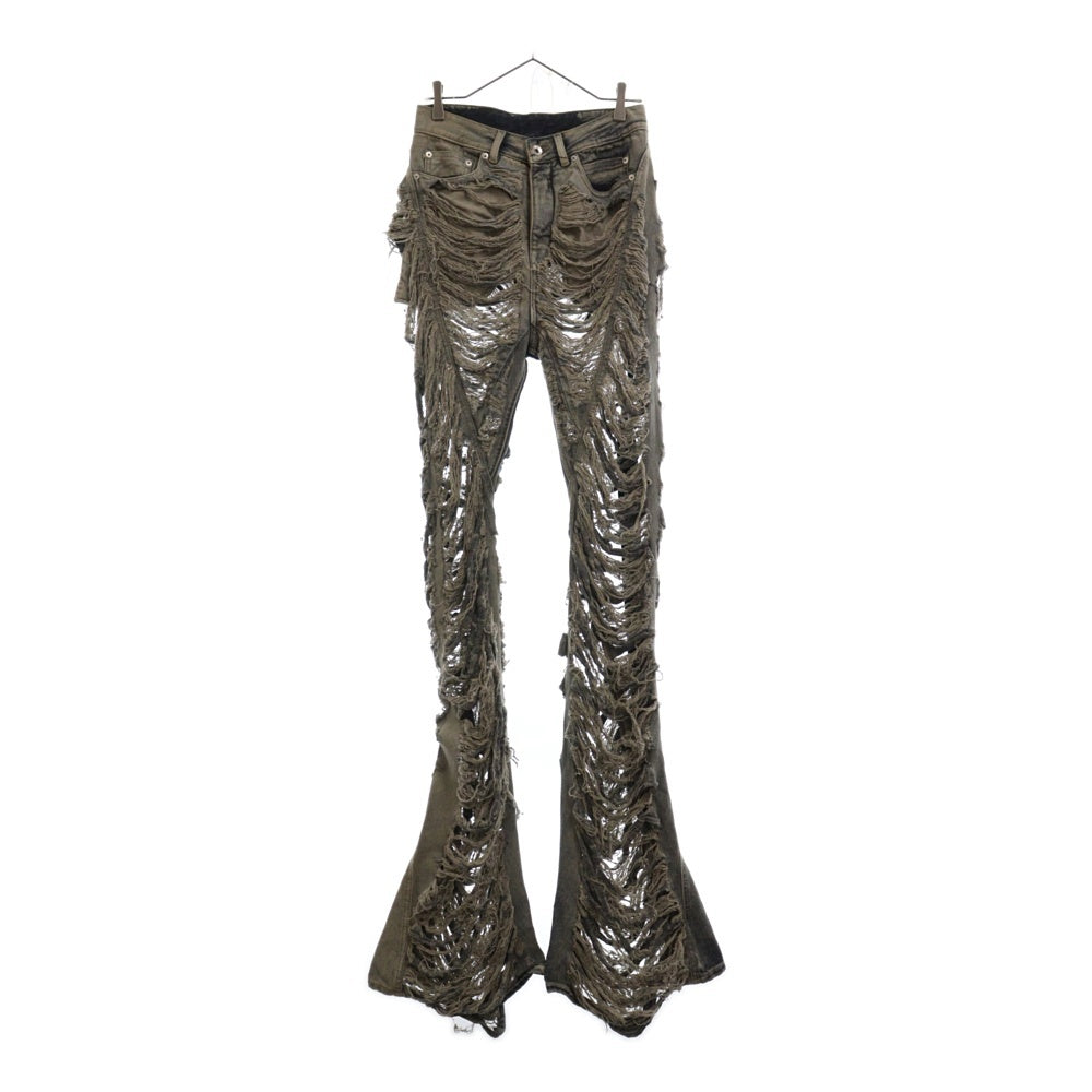 Rick Owens DRKSHDW(リックオウエンス ダークシャドウ) BIAS BOOTCUT バイアス ブーツカットダメージ加工デニムパンツ インディゴ DU02C5352-DMPSH