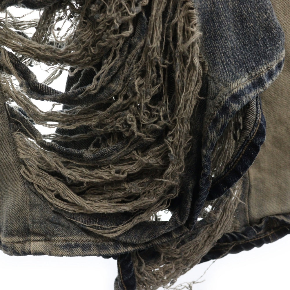 Rick Owens DRKSHDW(リックオウエンス ダークシャドウ) BIAS BOOTCUT バイアス ブーツカットダメージ加工デニムパンツ インディゴ DU02C5352-DMPSH