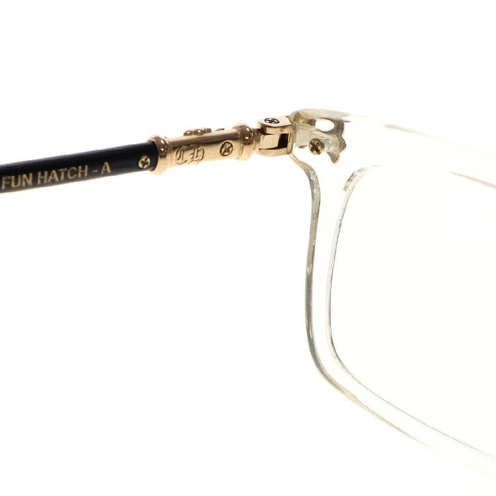 CHROME HEARTS(クロムハーツ) FUN HATCH-A スクエアフレーム クリアレンズ アイウェア サングラス 眼鏡 ホワイト/ゴールド