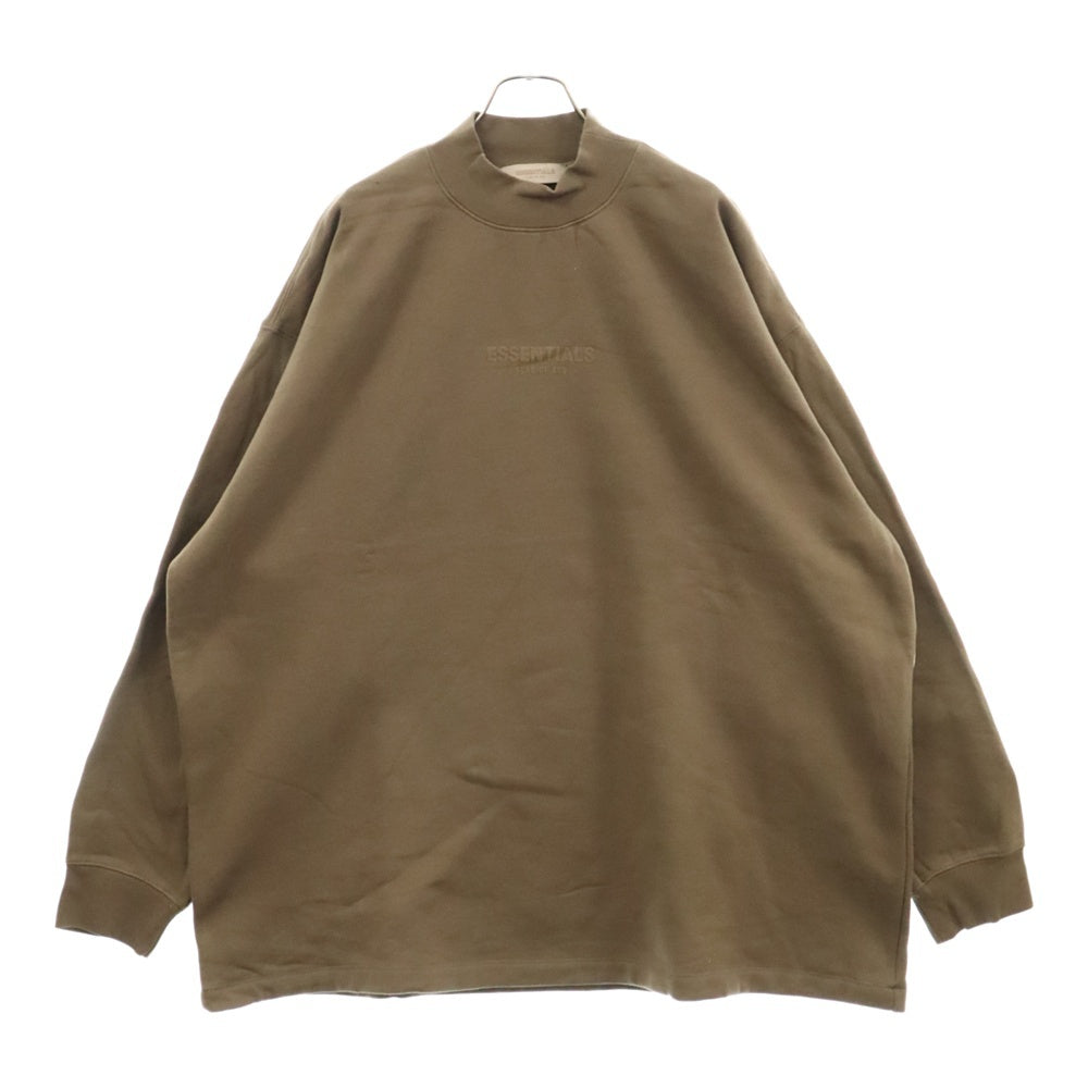 FOG Essentials(エフオージー エッセンシャルズ) MOCK NECK SWEAT SHIRT フェルトロゴプリント モックネック長袖スウェットトレーナー ブラウン