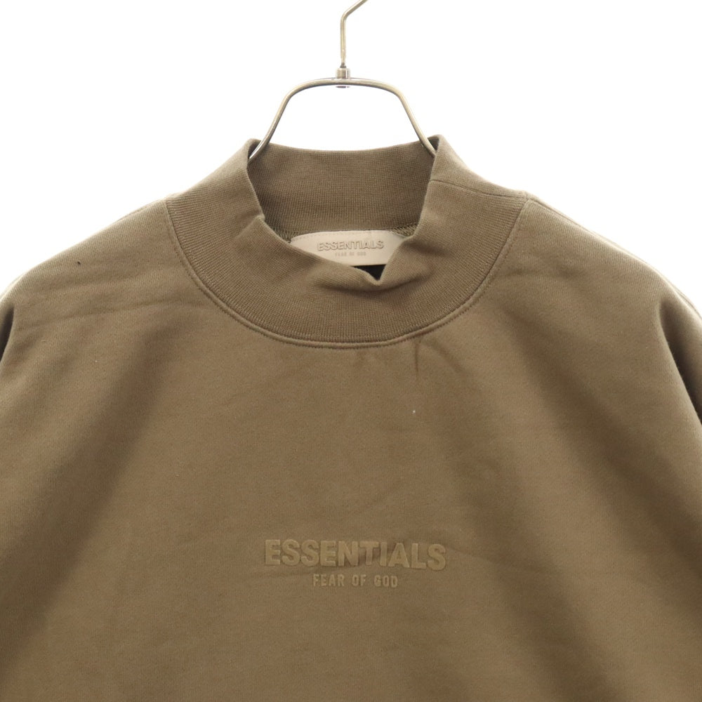 FOG Essentials(エフオージー エッセンシャルズ) MOCK NECK SWEAT SHIRT フェルトロゴプリント モックネック長袖スウェットトレーナー ブラウン
