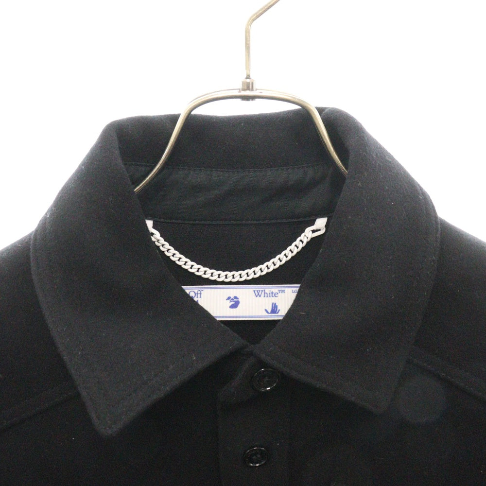 OFF-WHITE(オフホワイト) 20AW Tartan Detailed Shirt ロゴ刺繍ウールコート ブラック OMEA227E20FAB001