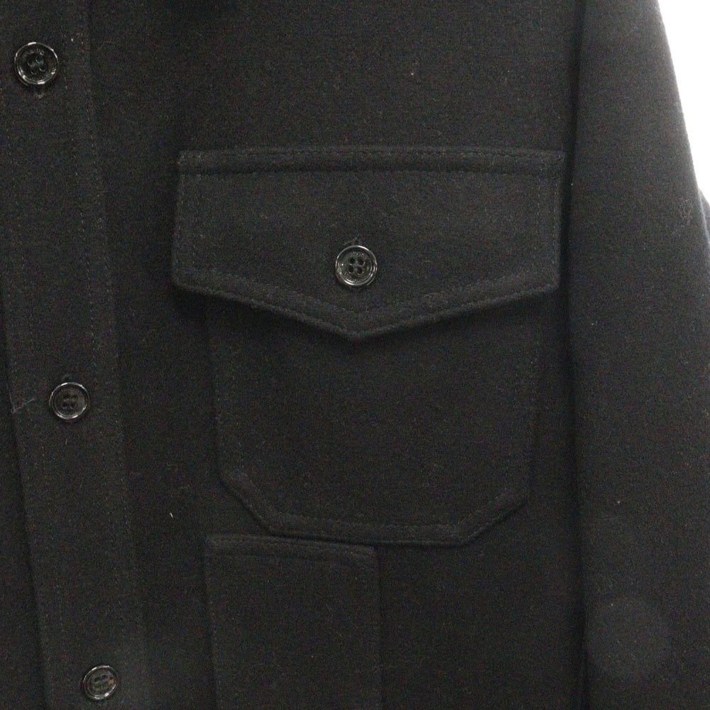 OFF-WHITE(オフホワイト) 20AW Tartan Detailed Shirt ロゴ刺繍ウールコート ブラック OMEA227E20FAB001