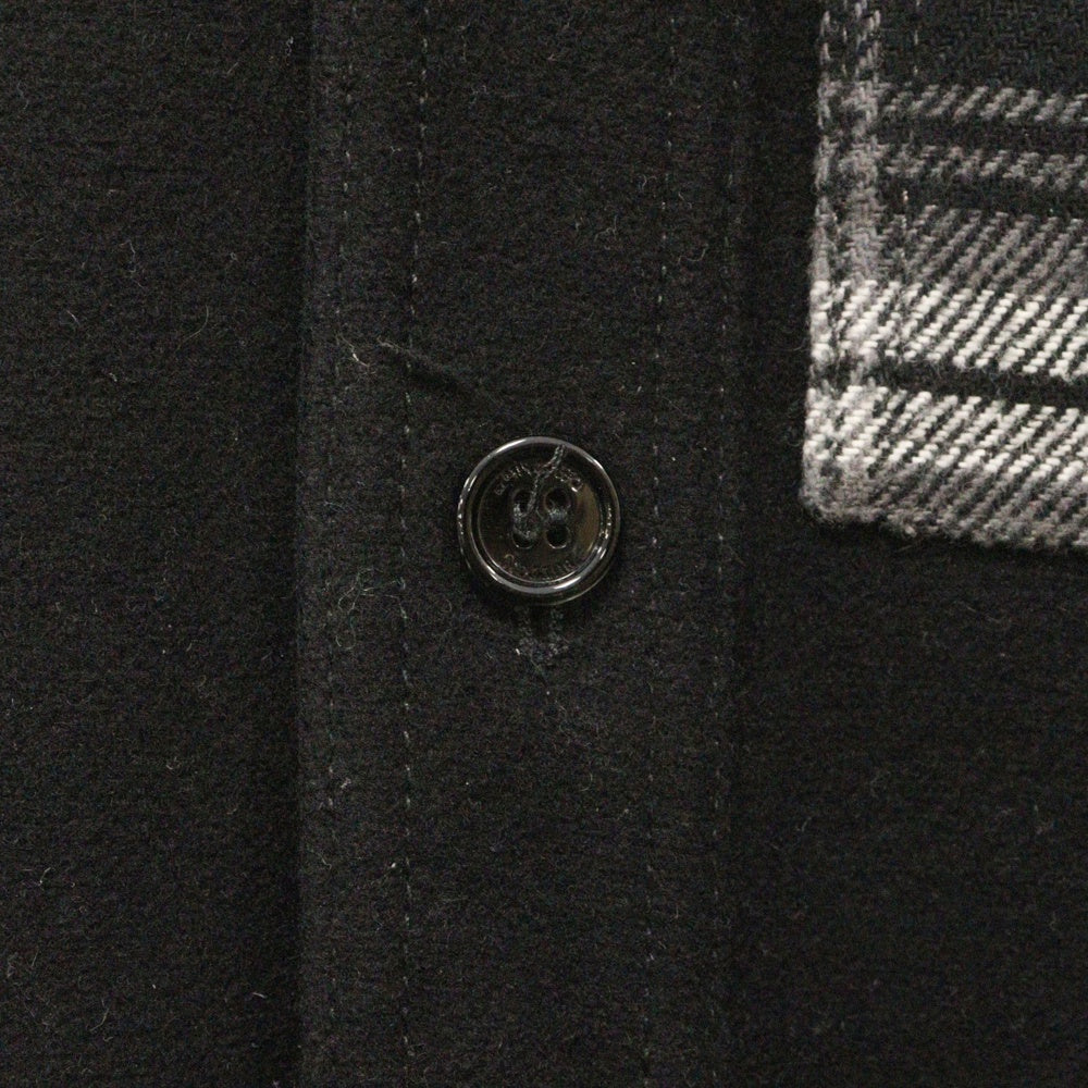 OFF-WHITE(オフホワイト) 20AW Tartan Detailed Shirt ロゴ刺繍ウールコート ブラック OMEA227E20FAB001
