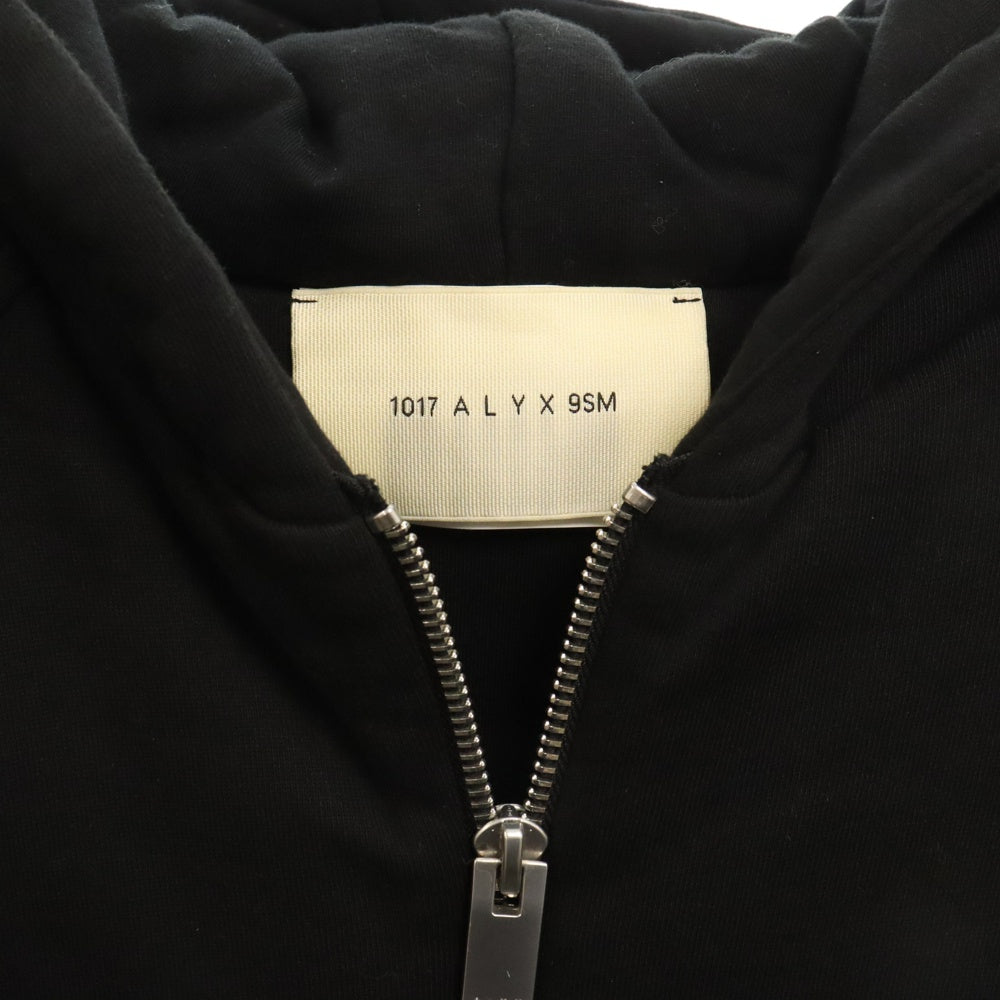 1017 ALYX 9SM(アリクス) FELPA PUFFER パファージャケット ジップアップヘビースウェットパーカー フーディー ブラック