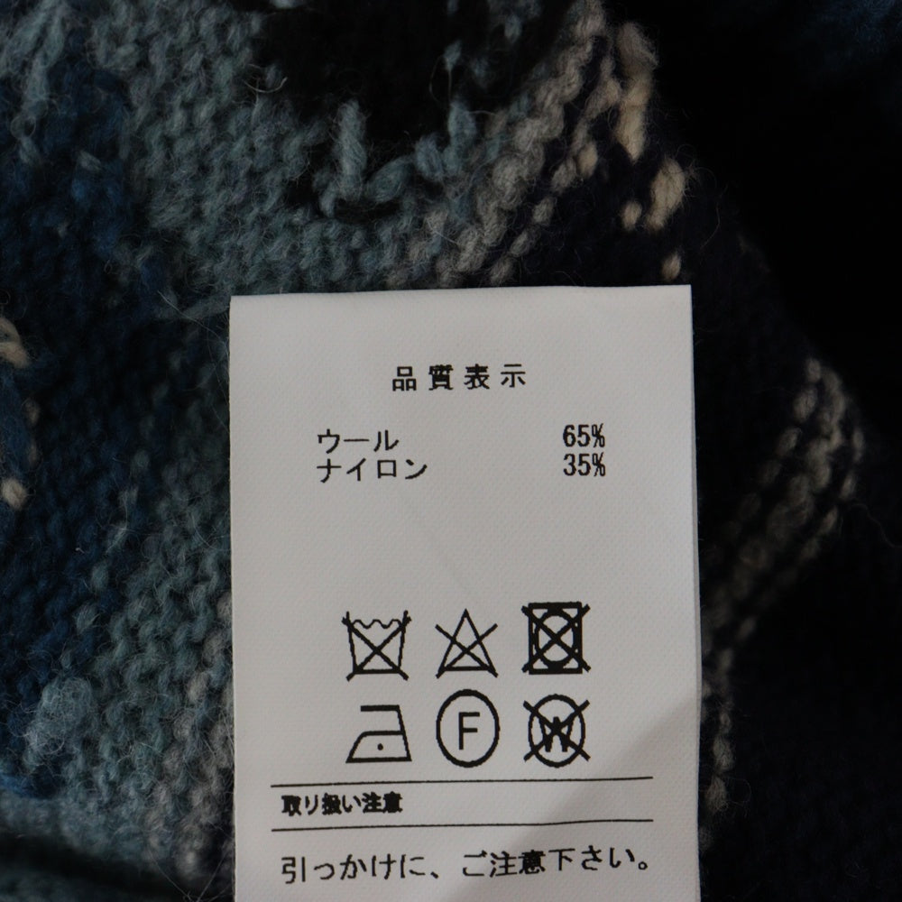 DESCENDANT(ディセンダント) 24AW MORAY CREW NECK KNIT 総柄クルーネックニットセーター ネイビー 242MADS-KNM04