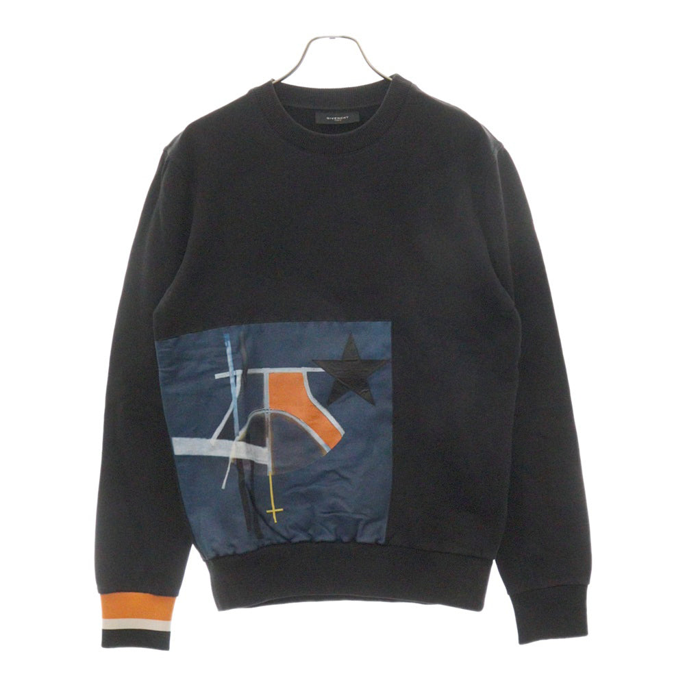 GIVENCHY(ジバンシィ) 14AW Star Patch Crewneck Sweatshirt スターパッチ クルーネックスウェットトレーナー ブラック 14W 7382 653