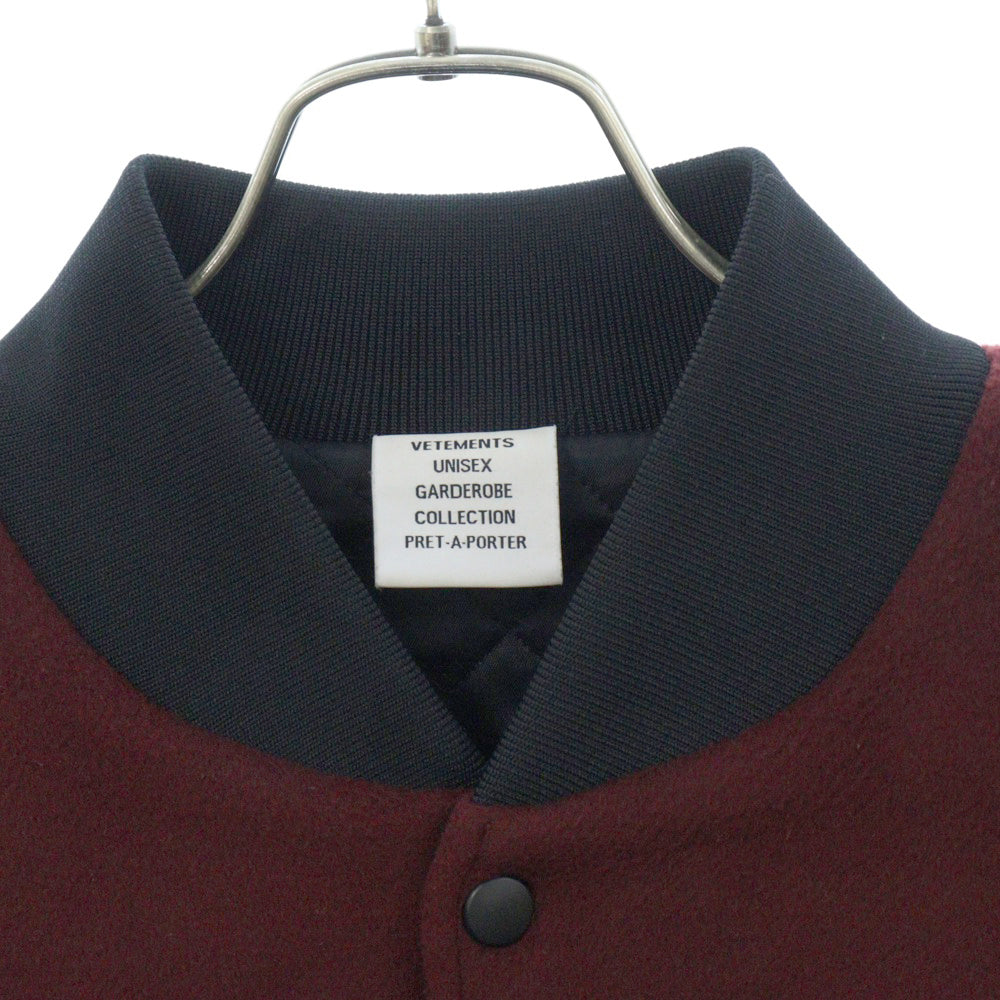 VETEMENTS(ヴェトモン) MAYBE MENTAL COLLEGE JACKET スタジアムジャケット ボルドー/ブラック UE52JA440R