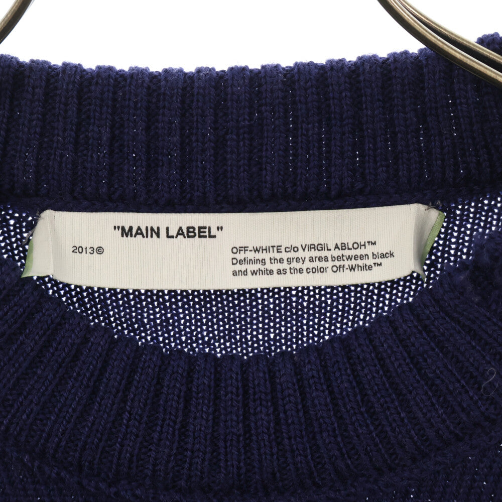 OFF-WHITE(オフホワイト) 19AW Logo Intarsia Striped Knit クルーネックニットセーター マルチ OMHE016E19E37032