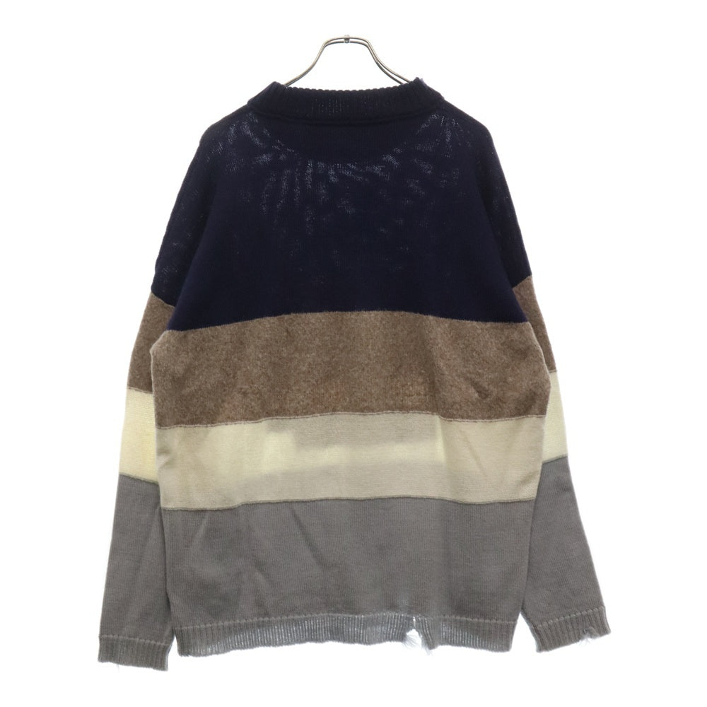 OFF-WHITE(オフホワイト) 19AW Logo Intarsia Striped Knit クルーネックニットセーター マルチ OMHE016E19E37032