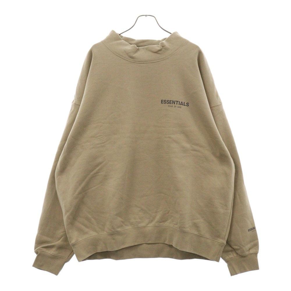 FEAR OF GOD ESSENTIALS(フィアオブゴッド エッセンシャルズ) MOCK NECK SWEAT SHIRT リフレクターロゴプリント モックネック長袖スウェットトレーナー ベージュ