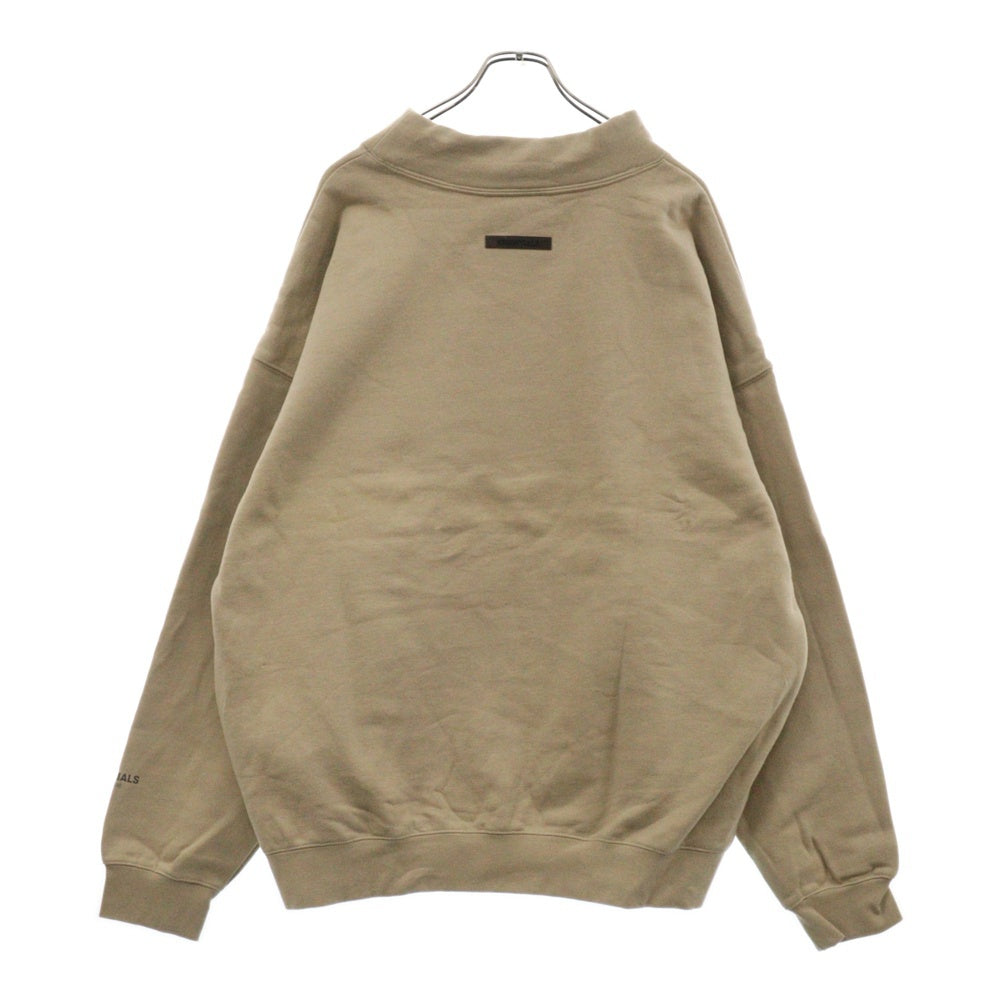 FEAR OF GOD ESSENTIALS(フィアオブゴッド エッセンシャルズ) MOCK NECK SWEAT SHIRT リフレクターロゴプリント モックネック長袖スウェットトレーナー ベージュ