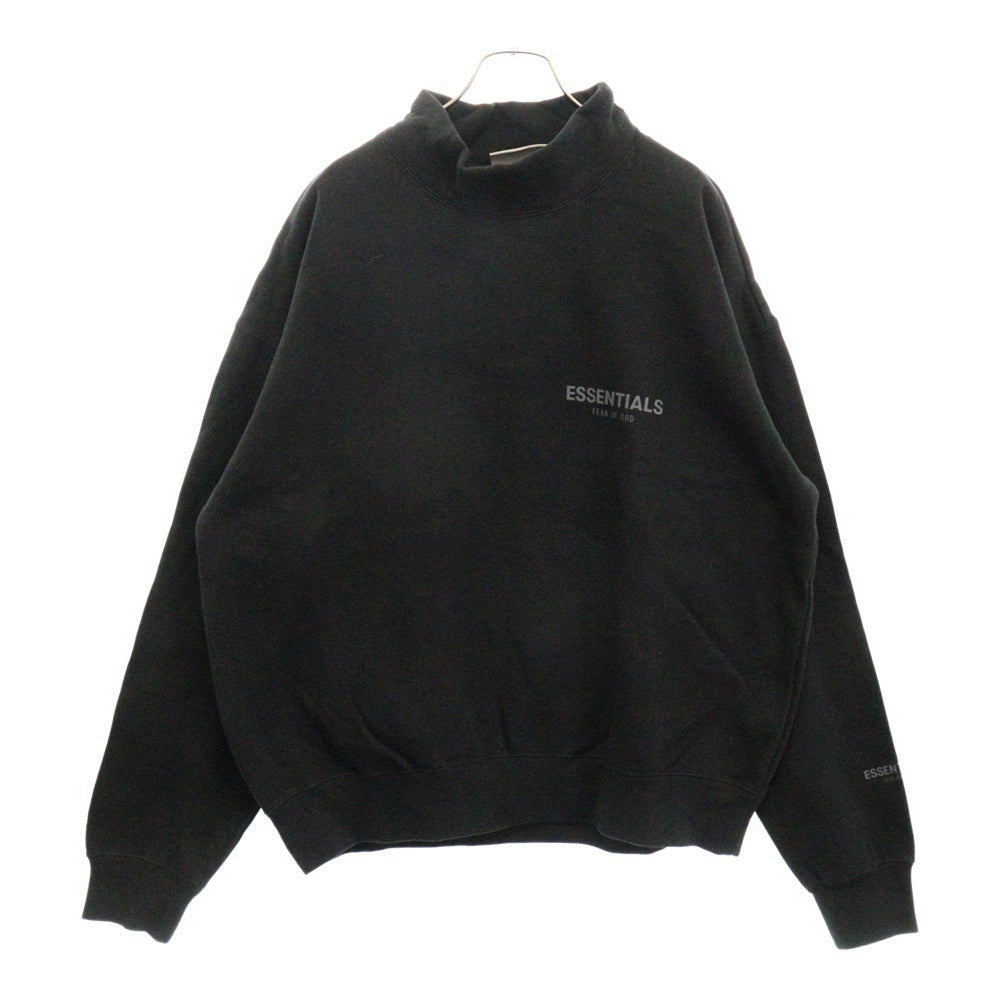 FEAR OF GOD ESSENTIALS(フィアオブゴッド エッセンシャルズ) MOCK NECK SWEAT SHIRT リフレクターロゴプリント モックネック長袖スウェットトレーナー ブラック