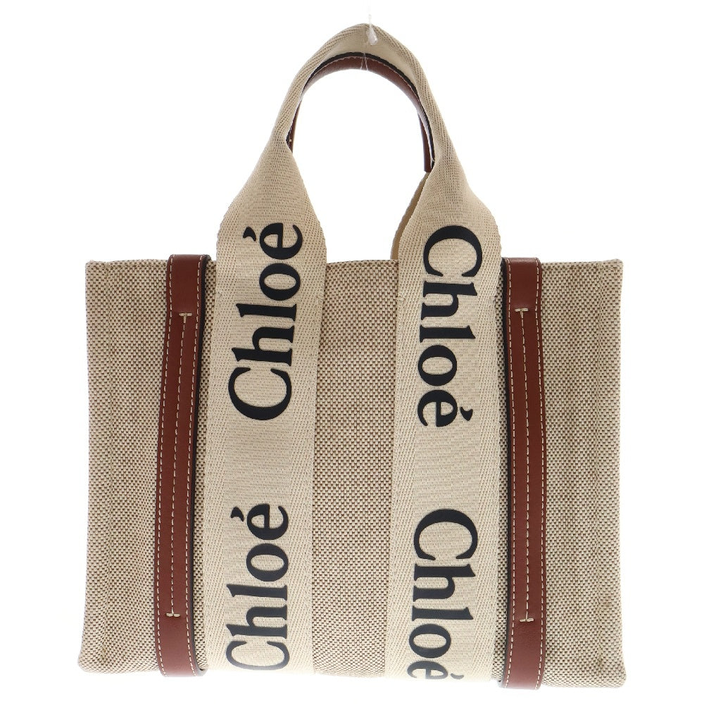 Chloe(クロエ) SMALL WOODY TOTE BAG ウッディ スモール コットンキャンバストートバッグ ハンドバッグ ベージュ