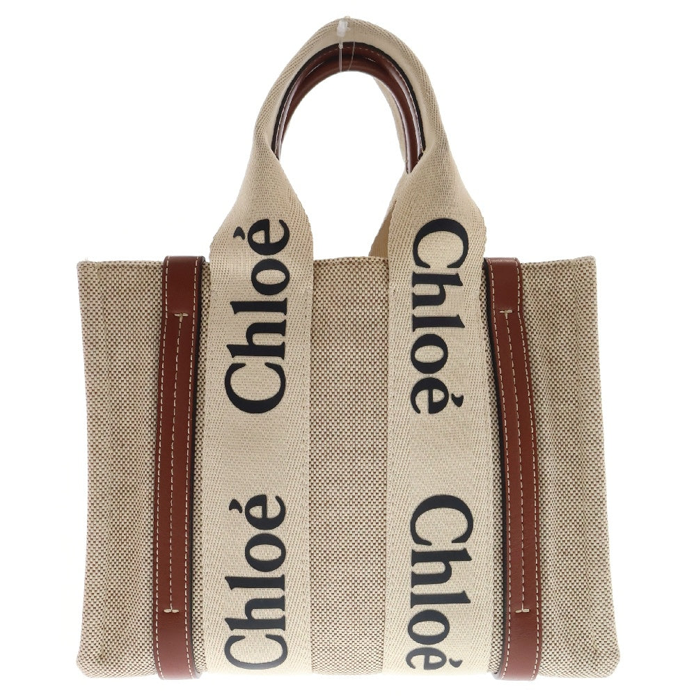 Chloe(クロエ) SMALL WOODY TOTE BAG ウッディ スモール コットンキャンバストートバッグ ハンドバッグ ベージュ