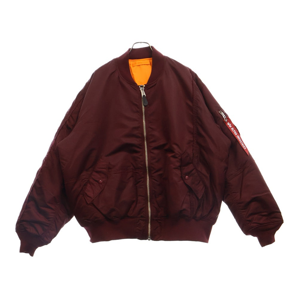 mastermind JAPAN(マスターマインドジャパン) ×Alpha PATCHED PRINT MA-1 アルファ アームロゴ ボンバージャケット ブルゾン バーガンディー TA1734-9006
